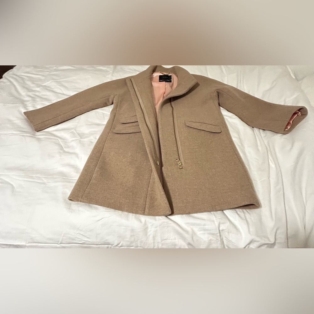 Wool Blend A-Line Coat in Camel